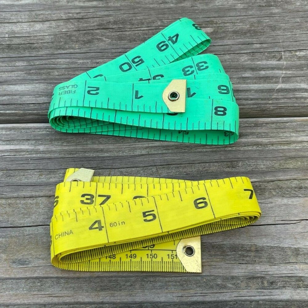 Measurement Tape Tailor Green Yellow Sewing Tape Lot of 2 Fiber Glasses Tape - Picture 4 of 6